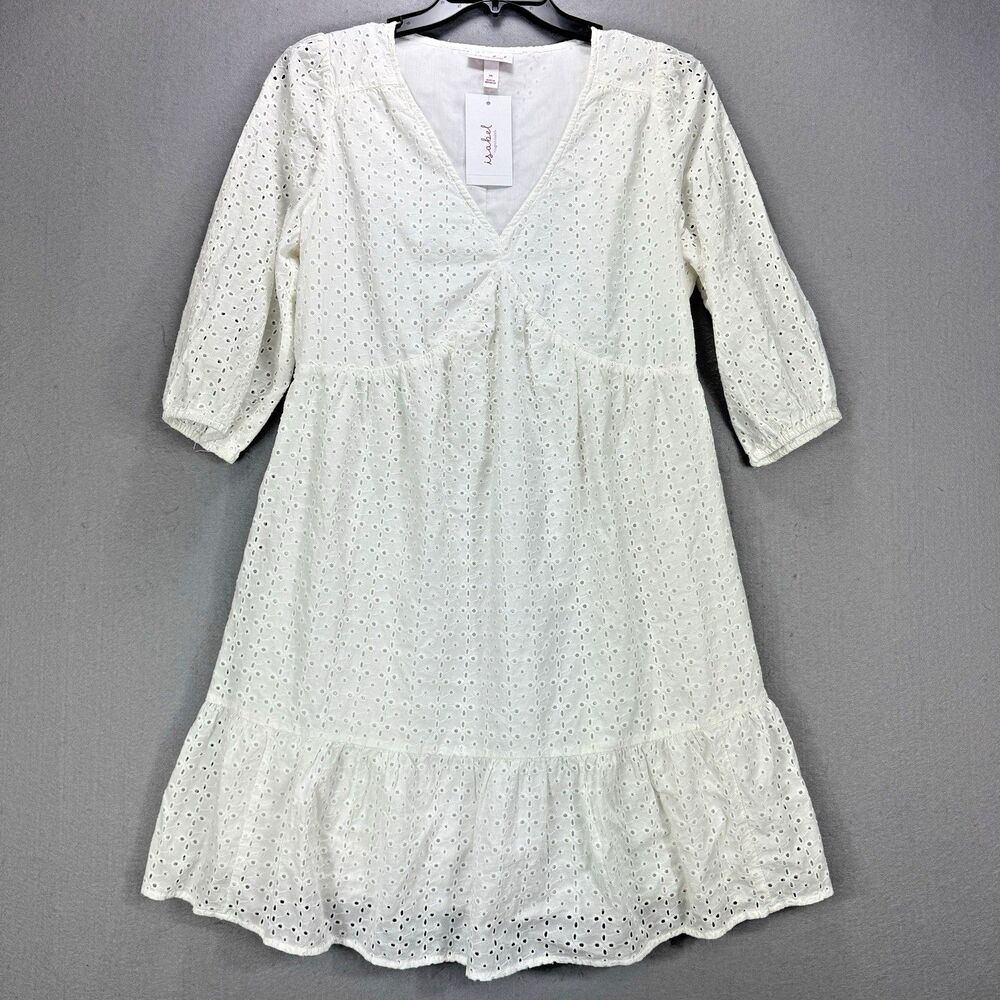 Eyelet V-Neck White Summer Dress